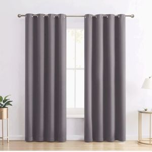 Erigeron Dark Grey Blackout Curtain Panels (2) Size 52" × 84"